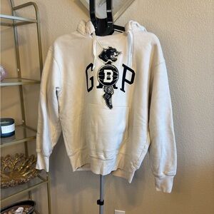 GAP White Varsity Chenille Patch Panther Logo Pullover Hoodie